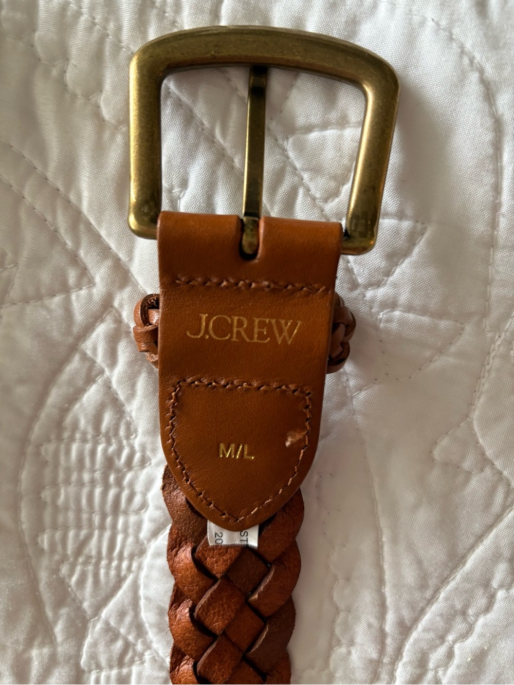 J. Crew Woven Leather Belt in Tan with Brass Buckle - Picture 2 of 7